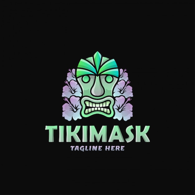 Colorful tiki mask logo design vector illustration