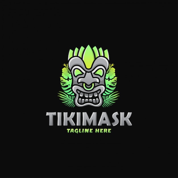 Maschera variopinta tiki mask logo design vector illustration