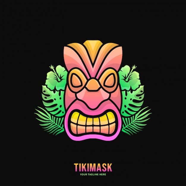 colorful tiki mask logo   illustration