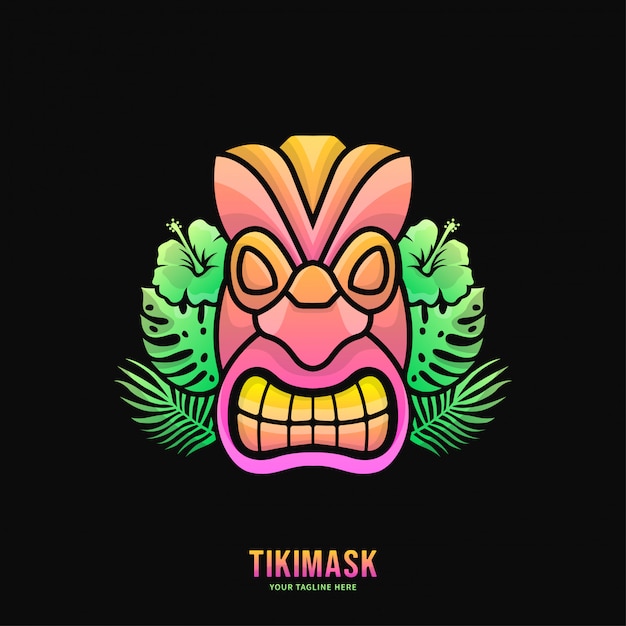 Vector colorful tiki mask logo   illustration