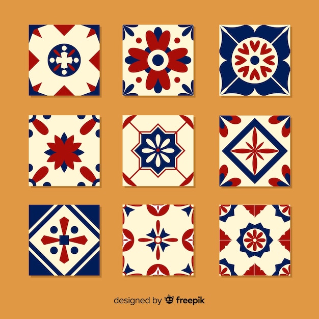 Vector colorful tile collection with flat design