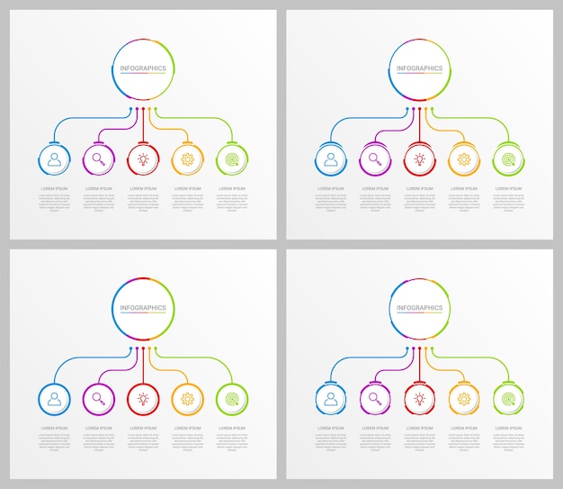 Modello di infografica timeline colorato con passaggi