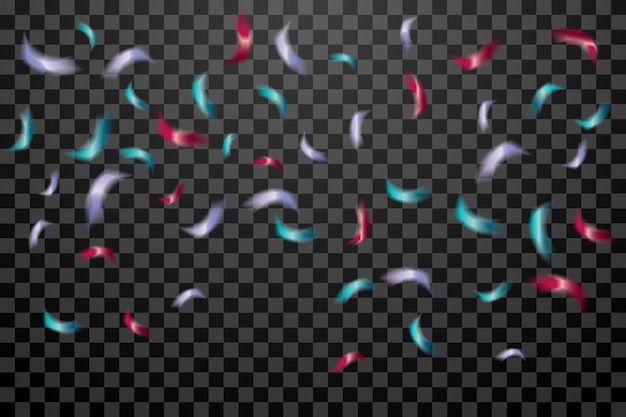 Colorful tiny confetti falling on black background. celebration. happy new year. vector