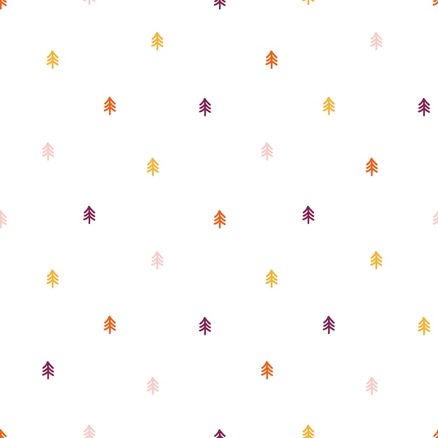 Colorful tiny trees seamless pattern