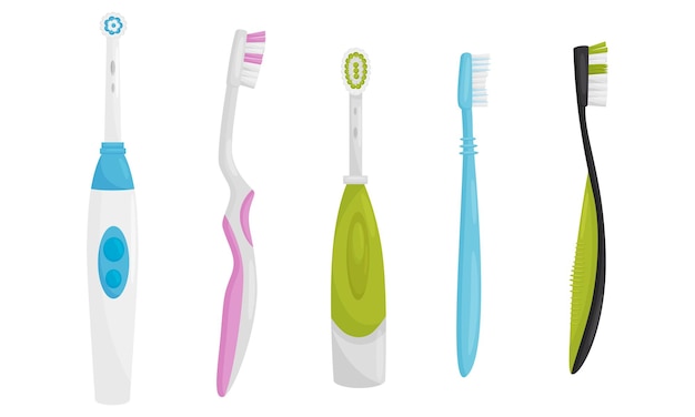 Vector colorful toothbrushes for dental hygiene vector set