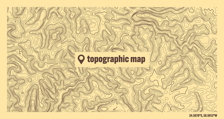 Vector colorful topographic map with contour lines geographic terrain grid relief height elevation ground