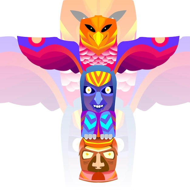 Vettore figurine totem colorate premium vectorjpg