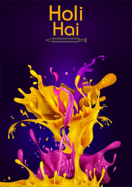 Colorful Traditional Holi splash background for festival of colors of India in vector