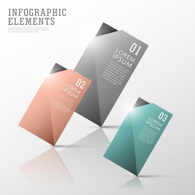 Vector colorful translucent tag infographic elements set template