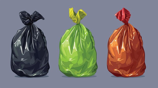 colorful trash bag cartoon icon in vector illustration for waste management concept