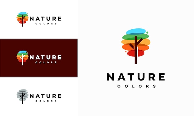 Colorful Tree Plant logo vector Agriculture logo designs template design concept logo logotype element for template