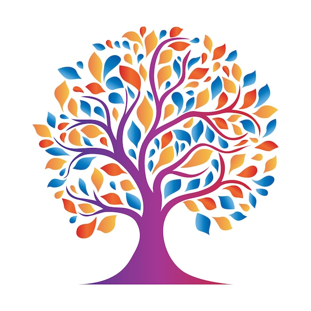 Colorful tree vector icon design Growth and wisdom logo design