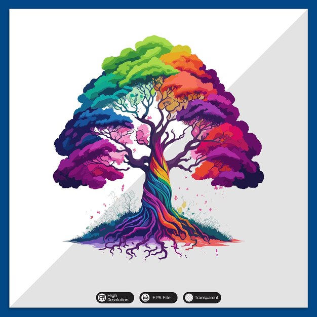 Vector colorful tree vector tshirt design