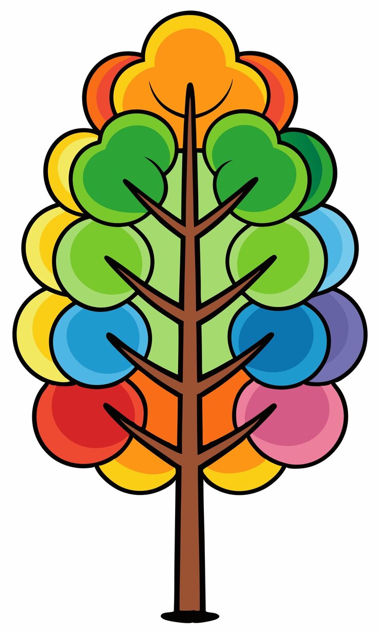 Vector a colorful tree with different colors on it