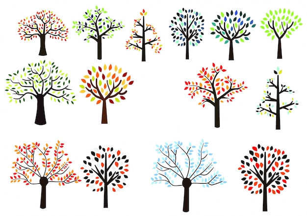 Vettore alberi colorati