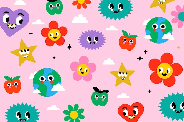 Colorful trendy cartoon background
