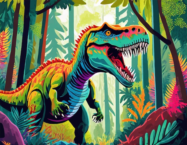 Colorful trex illustration