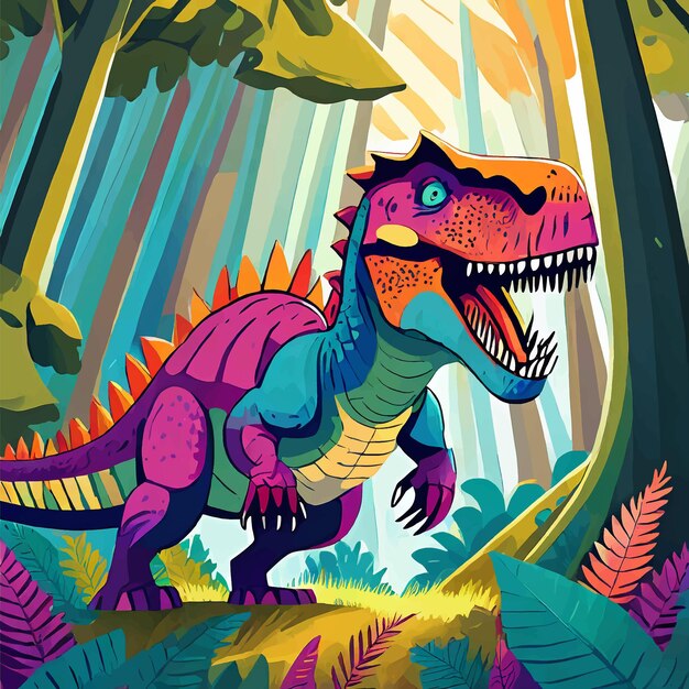 Colorful trex illustration