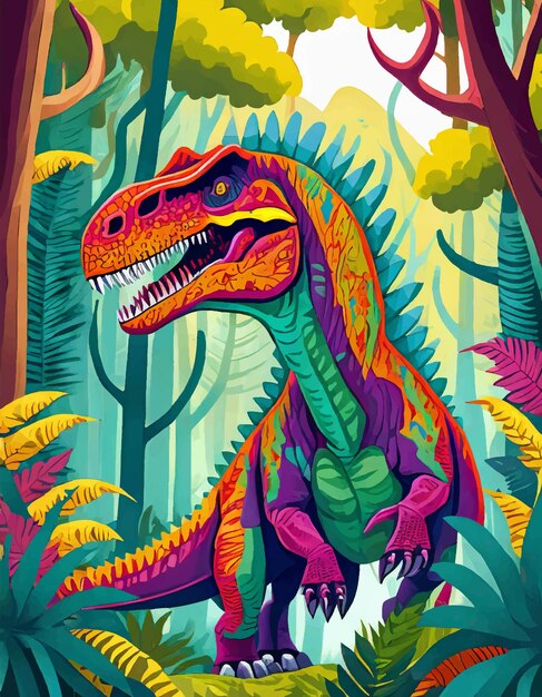 Colorful trex illustration