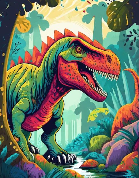 Vettore illustrazione colorata di trex