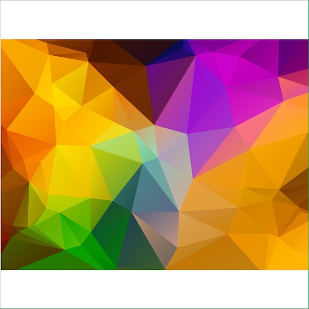 Vector a colorful triangle background with a white border and a green border.