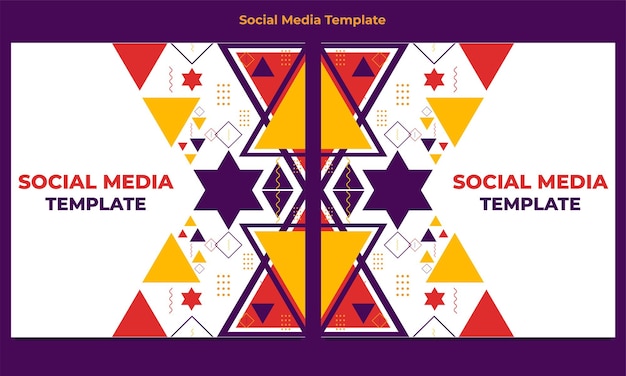 Colorful triangle geometric shape social media post template