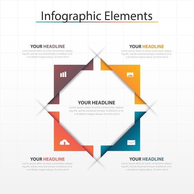 Modello di elementi infografici triangolari colorati