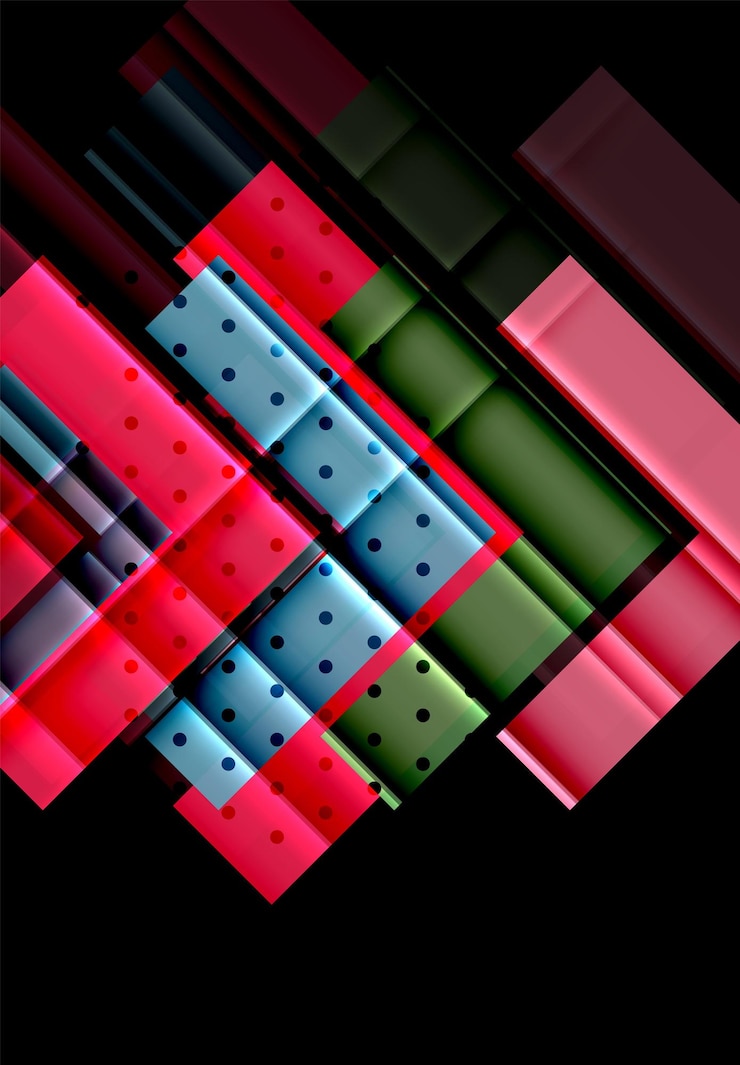 Vector colorful triangles and arrows on dark background vector illustration