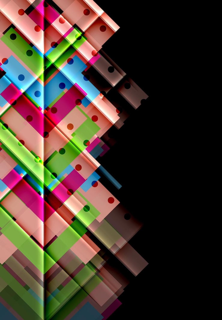 Vector colorful triangles and arrows on dark background vector illustration