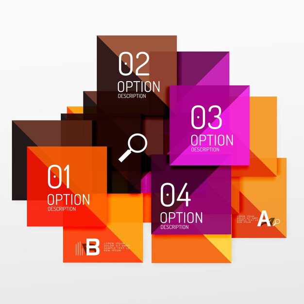 Colorful triangles and squares banner for infographics