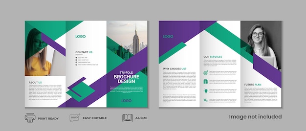 Colorful trifold brochure template three fold cover page three fold presentation bifold brochure