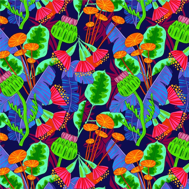 Colorful tropical floral pattern