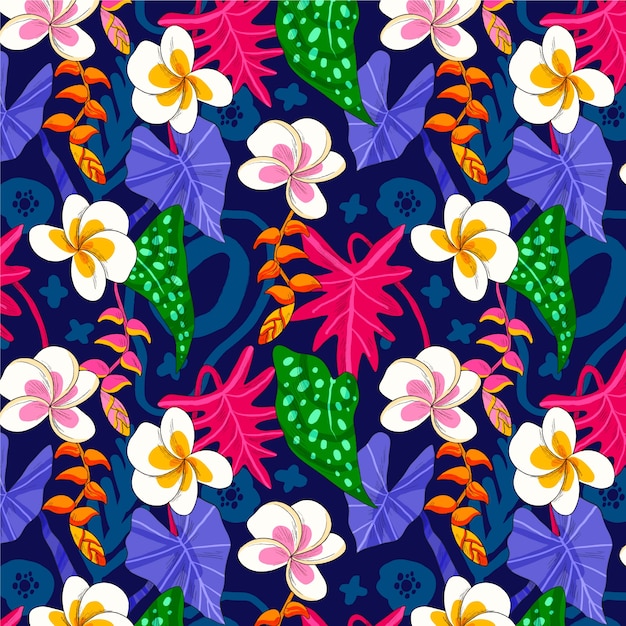 Colorful tropical floral pattern