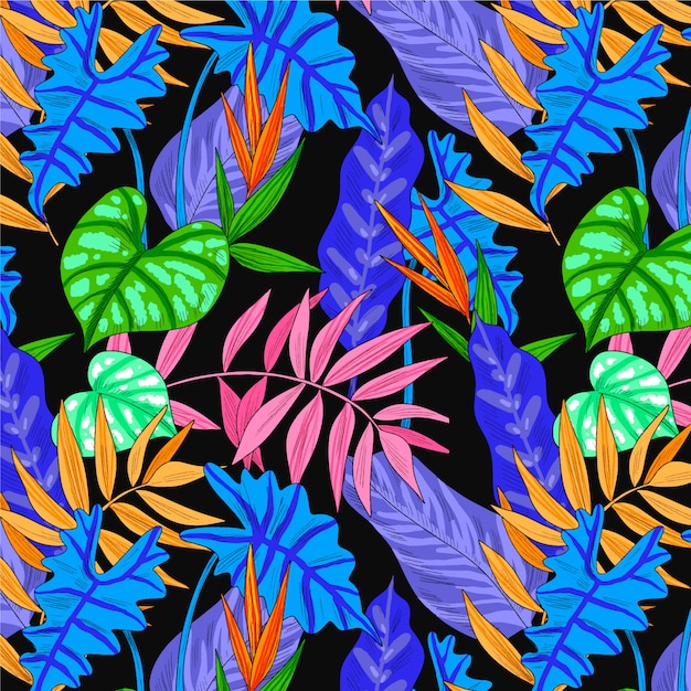 Colorful tropical floral pattern