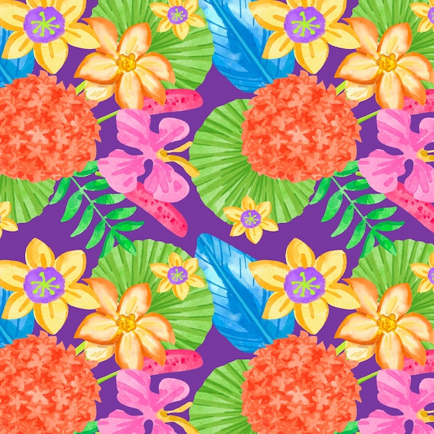 Colorful tropical floral pattern