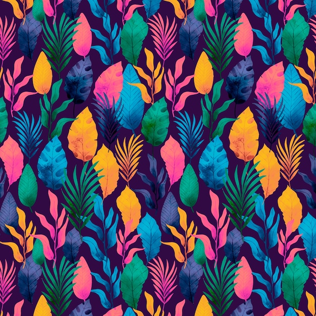 Vector colorful tropical floral pattern