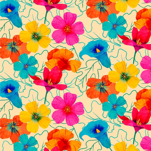Vector colorful tropical floral pattern