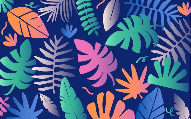 Colorful tropical jungle leaves background