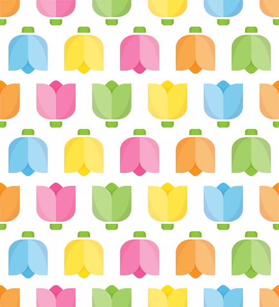 Colorful tulip seamless pattern for fabric, wrapping paper.