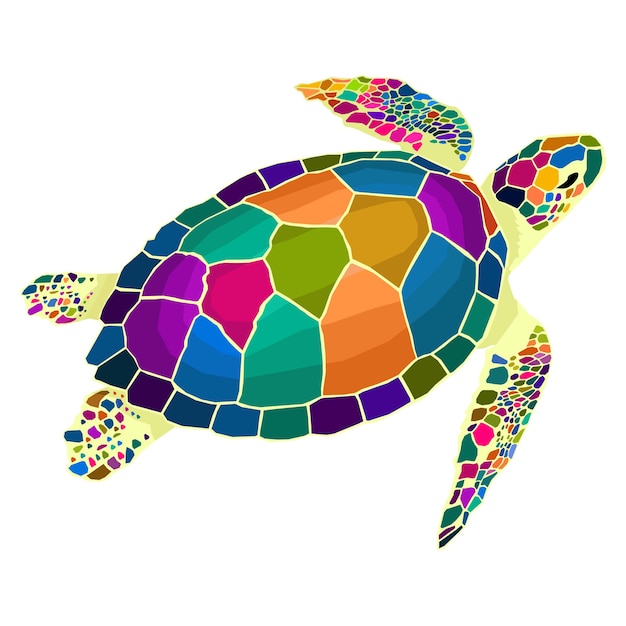 Colorful of turtle animals pop art portrait vector style