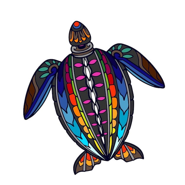 Vector colorful turtle mandala arts isolated on white background