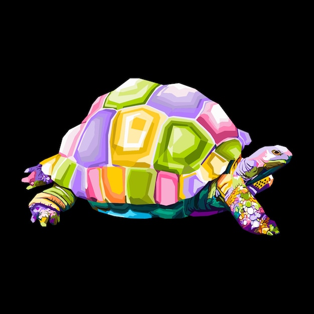 Vector colorful turtle pop art portrait illustration