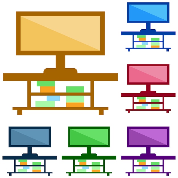 colorful tv flat element icon game asset