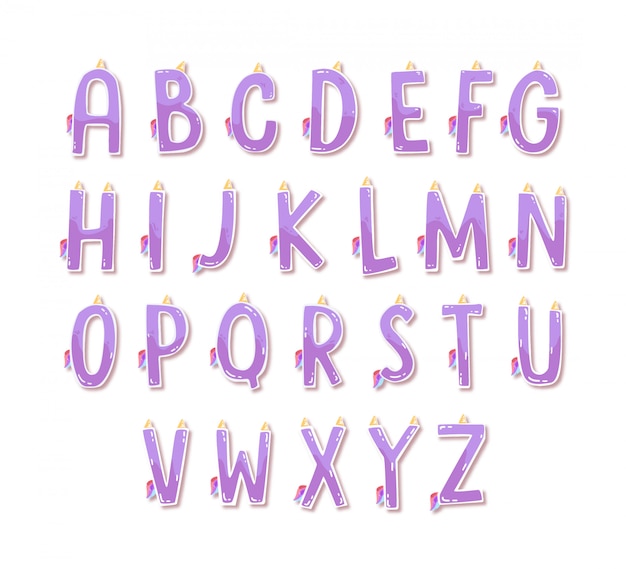 Colorful unicorn alphabet