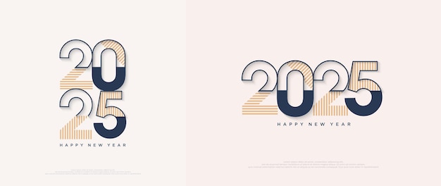 Красивый и уникальный дизайн 2025 новый год Простой и чистый векторный дизайн с премиальными красочными номерами