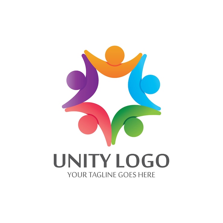 Vector colorful unity concept logo icon vector template