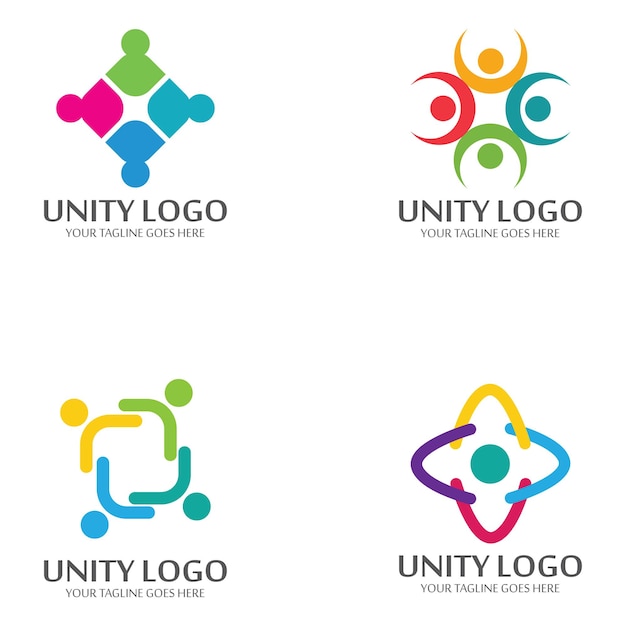 colorful unity concept logo icon vector template