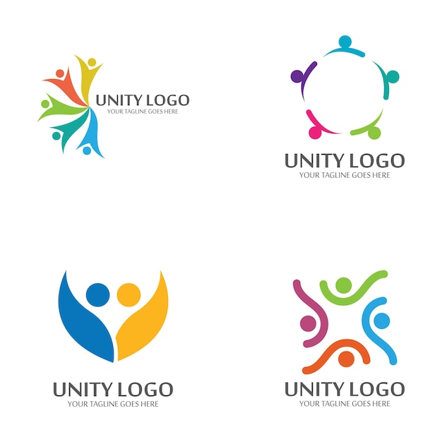 colorful unity concept logo icon vector template