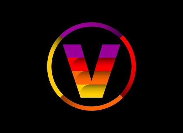 비즈니스 및 회사를 위한 원형 현대 벡터 로고 디자인의 다채로운 V 모노그램 문자 알파벳