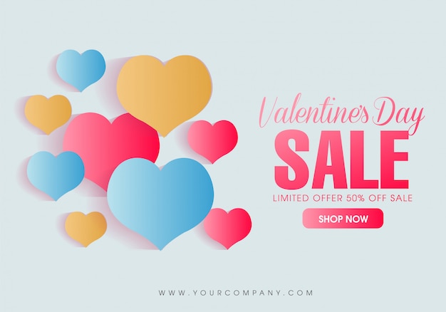 Vector colorful valentine's day sale webpage template